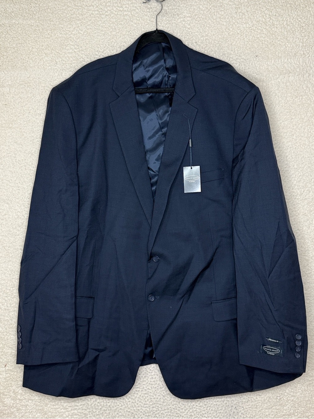 NWT Pronto Uomo Platinum 100% Wool Suit Blazer Navy 58L